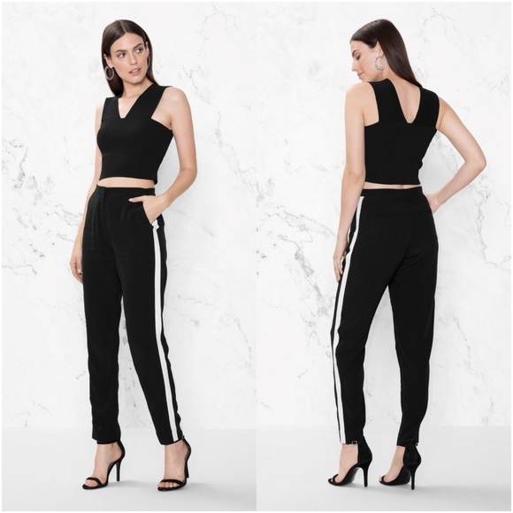 & OTHER STORIES Grosgrain Side Panel Trousers In Black - Picture 1 of 7